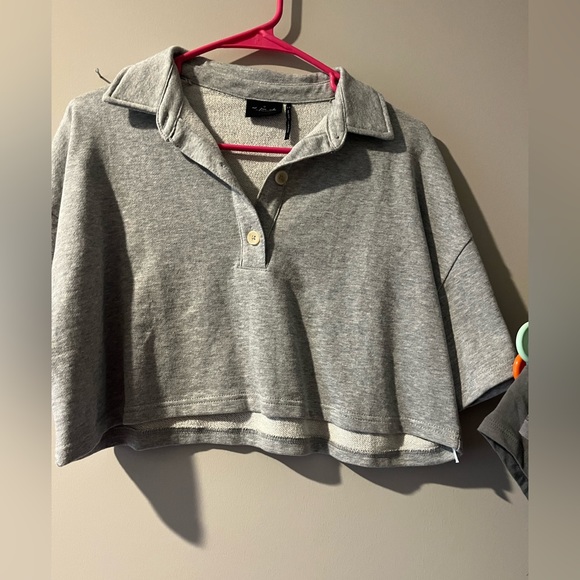 Urban Outfitters cropped heather grey polo size small - Picture 2 of 3